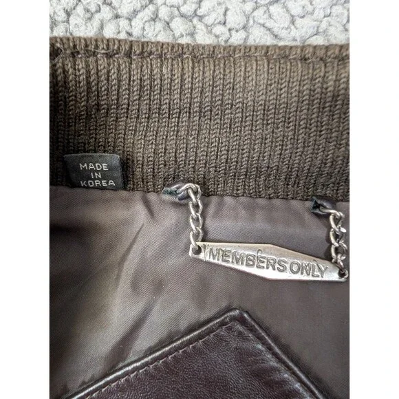 Vintage Members Only Leather Bomber Jacket Mens 42 Brown Brick Motorcycle Zip